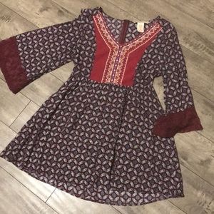 Boho short long sleeve dress